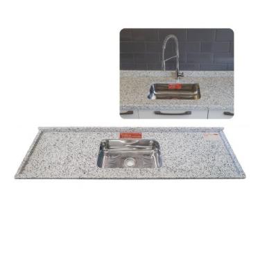 Imagem de Pia Cozinha Granito Portinari 120cm Cuba Inox Funda Completo - Rainha 