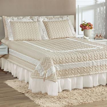 Imagem de Kit Colcha Madalene Super King Micropercal 200 Fios 5 Peças - Bege