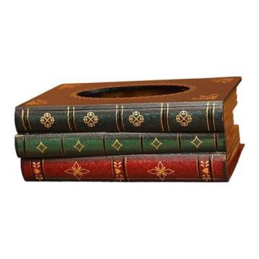 Imagem de Llazsybz Caixa de Lenços em Formato de Livro de Simulação, Capa Decorativa Leve E Multifuncional, Elegante para Mesa, 25,5x14,5x10 Cm, Estilo C, Tamanho real