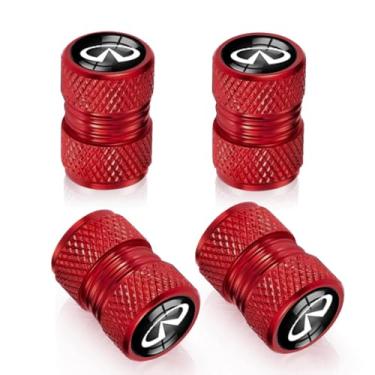 Imagem de 4 peças de tampas de haste de válvula de pneu para automóveis Infiniti QX50 Q50 Q70 Q70L Q60 QX30 QX60 Infiniti Series veículos e outros veículos motorizados tampas de válvula de pneu vermelho