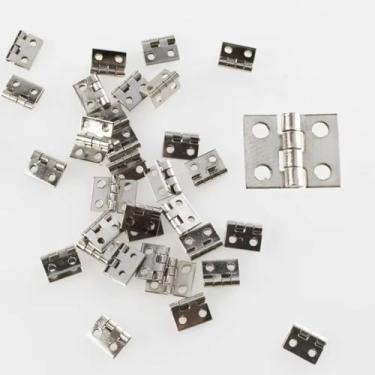 Imagem de Hinges, 50Pcs Tiny Golden Mini Small Metal Hinge for 1/12 House Miniature Cabinet Fittings 10X8mm Home Hardware(Silver)