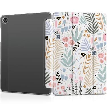 Imagem de DONGKE Capa para Samsung Galaxy Tab A9+/A9 Plus 27.9 cm 2023 (SM-X210/X216/X218), suporte fino, capa traseira translúcida, capa inteligente, despertar/hibernar automaticamente - flores pequenas