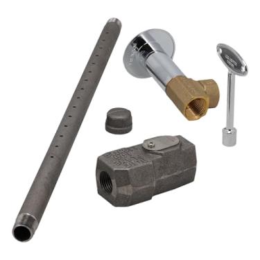 Imagem de Supplying Demand LLKIT-LPA-CP Lareira | Kit de instalação de isqueiro com padrão reto LP Gas Log Lighter, válvula de parada angular de 1,27 cm - Cromo polido com escudo e chave de 7,6 cm