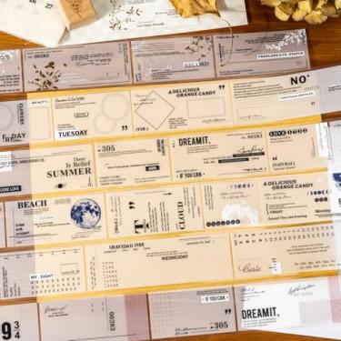 Imagem de Alideco 6 fitas adesivas decorativas, fonemas ingleses vintage, em conformidade com fita PET, ótimo para suprimentos de diário de bala, artes, scrapbook, artesanato DIY, planejadores (zhijianqinghui)