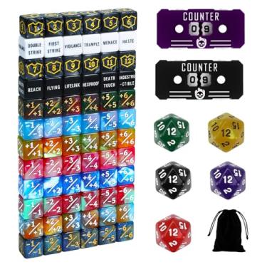 Imagem de 79 PCS MTG Dice Life Counter Set for Magic Card, Health Tracker Life Counter Bulk Ability MTG +1/-1 Tokens Dice in 6 Colors, Compatible with Magic The Gatering TCG CCG Magic Card Gaming Accessories