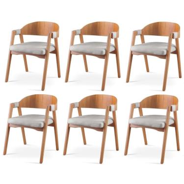 Imagem de Kit 6 Cadeiras para Sala de Jantar Luna Cinza/Cinamomo