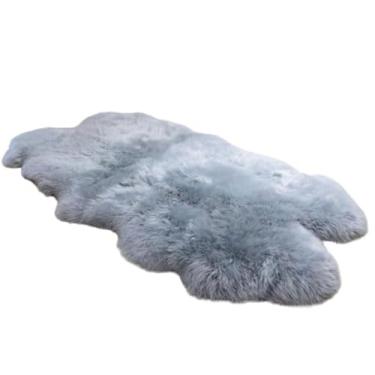 Imagem de Woolous Tapete de pele de carneiro 1,2 x 1,8 m cinza - Tapetes de pele de ovelha genuína da Nova Zelândia - Tapete grande quádruplo natural fofo - Pele de carneiro real para decoração de berçário