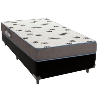 Imagem de Cama Box Preto E Colchão Light Espuma D33 Solteiro Ortobom