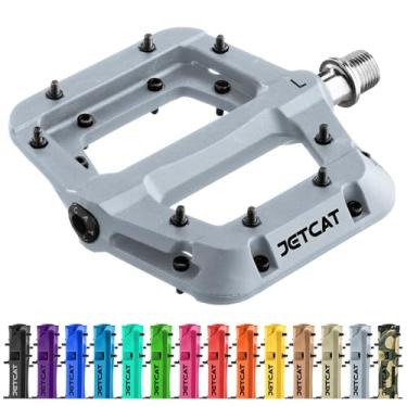 Imagem de JETCAT Pedais de bicicleta de montanha planos - pedais de BTT, pedais de bicicleta para BMX/MTN/estrada/cascalho/bicicleta, pedais BMX, pedais de plataforma, reposição de bicicleta para adultos e