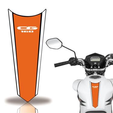 Imagem de Adesivo Faixa Gravata Tanque Moto Cg 160 125 Titan Fan 160 Laranja Branco