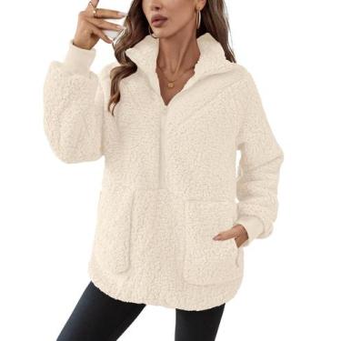 Imagem de Jaqueta de lã Sherpa feminina Rapbin, fofa de inverno, damasco, S