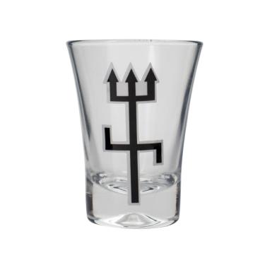Imagem de Copo Dose Cachaça Exú Tridente Tradicional Vidro 45 ml