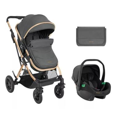 Imagem de Carrinho C/ Moises 3 Em 1 Kaia C/ Bebe Conforto E Bolsa Black - Kikkaboo