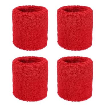 Imagem de YELARXI Pulseiras de suor, pulseiras para esportes de suor 7,6 x 7,6 cm, pacote com 4 e escarlate para (tênis/basquetebol/futebol/corrida/malhar/homens e mulheres)