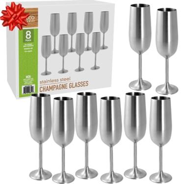 Imagem de Stainless Steel Unbreakable 12 oz Stemmed Champagne Glasses (Set of 8) Premium Quality-Reusable Indoor & Outdoor Drinkware - Keeps Drink Cool Longer- Unique Party Gift Idea for Entertaining & Holidays