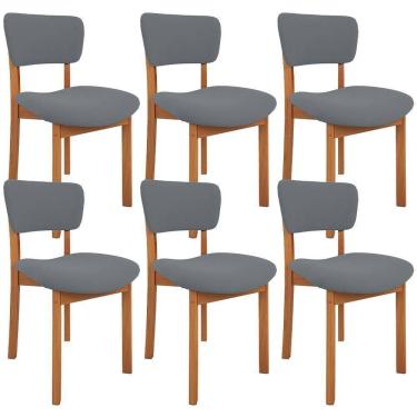 Imagem de Kit 06 Cadeiras Para Sala De Jantar Cozinha Living Estofada Dara L02 Suede Cinza - Lyam Decor