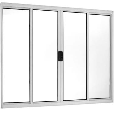 Imagem de Janela Correr 4 Folhas Central sem Grade Vidro Liso 100x100cm Ecosul Esquadrisul