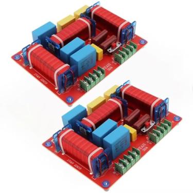 Imagem de DriSentri 2 peças Crossover de 3 vias para alto-falante, 400W ajustável 4-8 Ohm 3 Way um divisor de alta e dois de baixa frequência, alto-falante HiFi Crossover