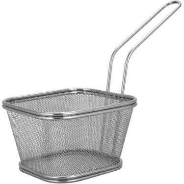 Imagem de Cesto de Fritura em Aço Inox, 23,7cm Diâmetro x 8cm Altura, 124g, Resistente à Corrosão, com Cabo Longo, para Batata Frita e Petiscos