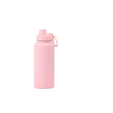 Imagem de Garrafa Térmica Esportiva em Inox, Rosa, 800ml, com Alça e Bico para Academia, Viagens e Atividades ao Ar Livre