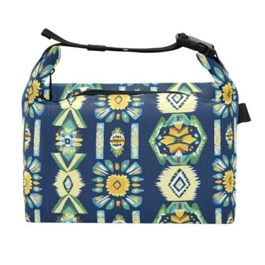 Imagem de STAYTOP Lancheira vintage de malha floral com fivela de alça, lancheira isolada para meninos e meninas, lancheira térmica para trabalho escolar