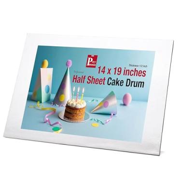 Imagem de Paremmin Tábuas de bolo retangulares de 48 x 35 cm de espessura, pacote com 1 - Tambores de bolo de meia folha resistentes com bordas retas lisas, à prova d'água e à prova de óleo (branco)