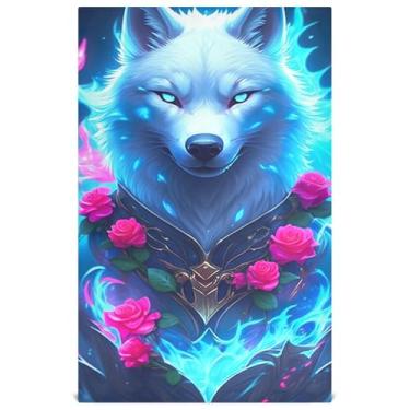Imagem de Joisal White Wolf Blue Fire Toalhas de prato legais para cozinha decorativas toalhas de mão de chá fofas panos de prato absorventes de secagem rápida 45 x 71 cm, 4 pacotes com 4