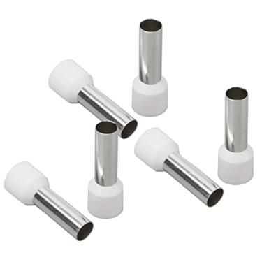 Imagem de Cryfokt Kit de Terminais de Crimpagem de Pino de Virola Isolado Durável para Crimpagem de Fio Difícil, 100 Unidades para Indústria Elétrica Cobre + PVC Branco 6 AWG E16-18