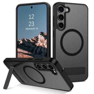 Imagem de Telaso Capa magnética para Samsung Galaxy S23 Plus, compatível com Magsafe com suporte invisível, amortecedor traseiro fosco translúcido TPU grau militar Samsung Galaxy S23 Plus, preto