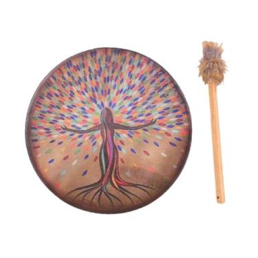 Imagem de TTETTZ Tambor Xamânico, Baqueta, Círculo de Tambores, Percussão, Instrumento Musical de Madeira, Tradicional para Celebração, Cerimônia, Apresentação Musical, Deusa Da Vida