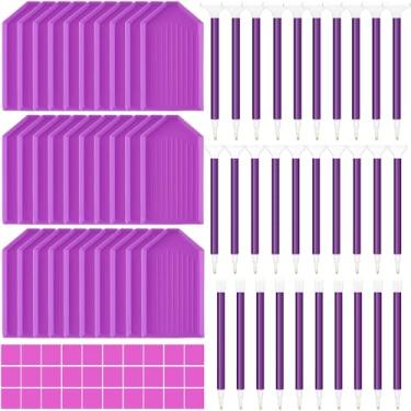 Imagem de Affrolling 90 peças de ferramentas e acessórios de pintura de diamante 5d incluem canetas de broca com 3 tamanhos de broca, bandejas de diamante de plástico, argila de cola, acessórios de pintura de