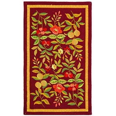Imagem de Safavieh Chelsea Collection HK210C Tapete de lã francesa com gancho à mão, 60 cm x 10 cm, vinho