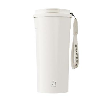 Imagem de Hamosky Caneca de café autoagitada, copo elétrico de 400 ml com canudo, xícara de café de mistura automática, copo de agitação magnética automática, 7000 RPM, recarregável por USB, visor de