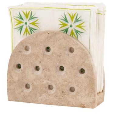 Imagem de SPESHSTONES Porta-guardanapos de 15 cm Travertino feito à mão para mesa – Guardanapos de papel, porta-lenços e armazenamento de guardanapos de papel