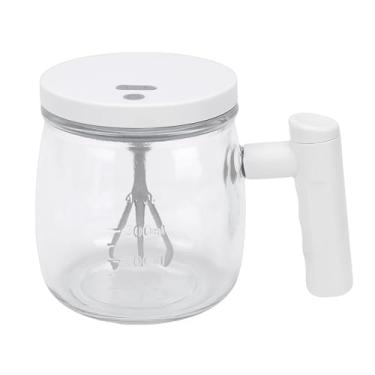 Imagem de Diydeg Caneca de café com misturador automático, copo de vidro elétrico de 400ml com tampa e alça, copo misturador automático recarregável via USB com haste removível para café