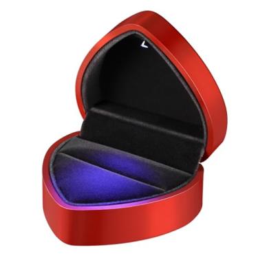 Imagem de TOYANDONA de Em Formato de Coração Com Led - Expositor de de Luxo Em Veludo Vermelho Com Iluminação Automática, Estojo de para Pedido de Casamento, de Romântica para de Casamento, Noivado, E Dia