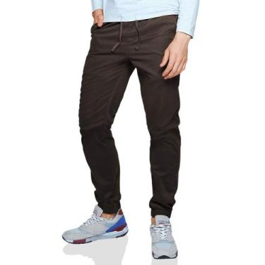 Imagem de Calças Chino Jogger Match masculinas 29 marrons 100% algodão