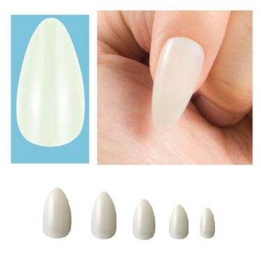 Imagem de Kit 100 unhas postiças inteiras amendoada natural realista - MERZERRA