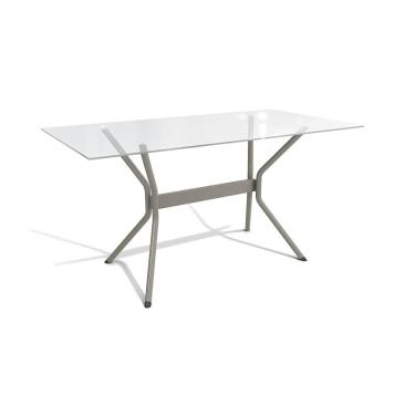 Imagem de Mesa Loire Kappesberg Níquel com Tampo De Vidro Incolor 150cm