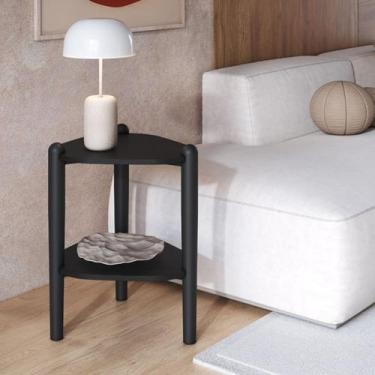 Imagem de Mesa Lateral com Prateleira Orgânica 44,6cm Pé Madeira 28013 Artesano,