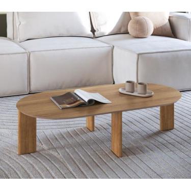 Imagem de Mesa de Centro Orgânica 120cm Chanfrada Pé Madeira 28017 Artesano, Han