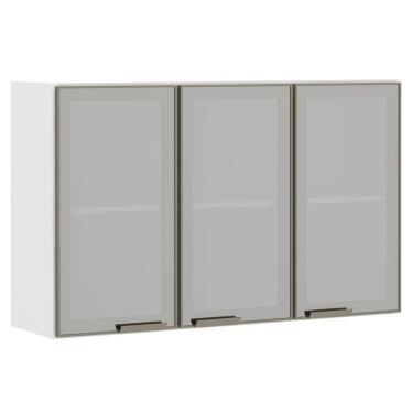 Imagem de Armário Aéreo 120cm 3 Portas Em Inox E Vidro Reflecta Prata