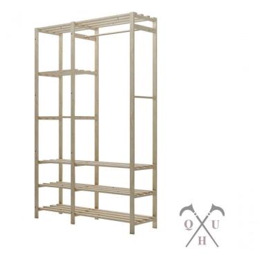 Imagem de Conjunto De Estantes Sapateiras De Madeira Vertical Decorativa Para Quartos E Armário Rústico Para C