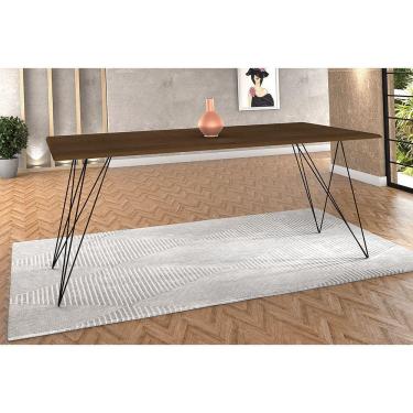 Imagem de Mesa De Madeira Trama Base Preta Com Tampo Amêndoa 140 X 80 - New Green - Preto