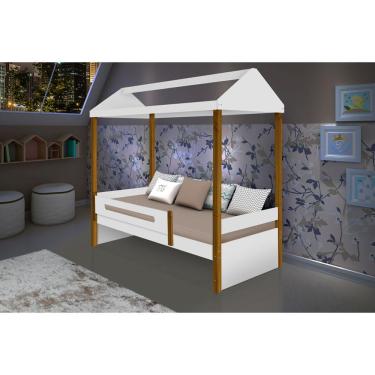 Imagem de Cama Infantil Solteiro Design Montessoriana Sara Divaloto - Branco/Amêndoa - Cor: Branco