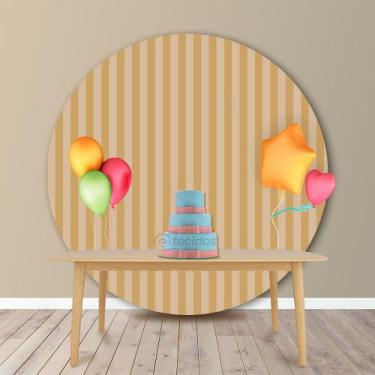 Imagem de Painel Redondo em Jacquard Dourado Listrado - Jacquard Tradicional, 1,
