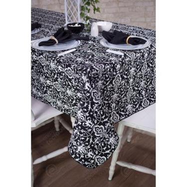 Imagem de Toalha de Mesa Retangular em Tecido Jacquard Estampado Adamascado Pret