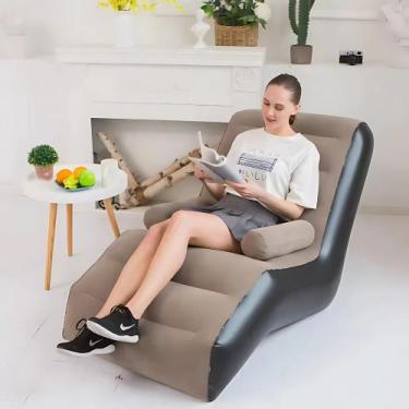 Imagem de Espreguiçadeira Sofá Inflável Pufe Banco Deitar Descanso Assento Apoio