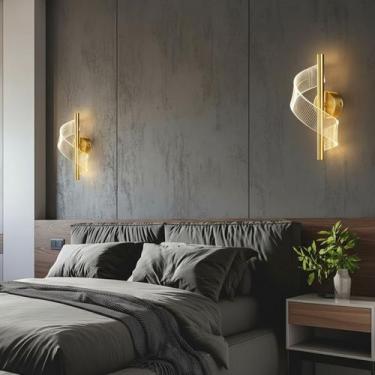 Imagem de Arandela Led Infinito Caracol Dourado Hall Moderna Sobrepor 3 em 1 Biv