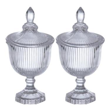 Imagem de Kit 2 Bomboniere Potiche Baleiro Pote Vidro Bala Luxo Pé Grafiatto - H